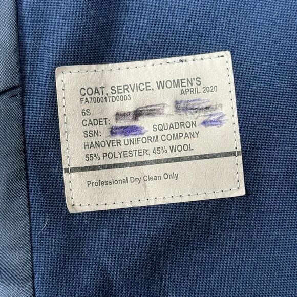 Hanover Uniform Co Blazer Womens 6 Short Blue Wool Blend Military School Preppy - Picture 8 of 9